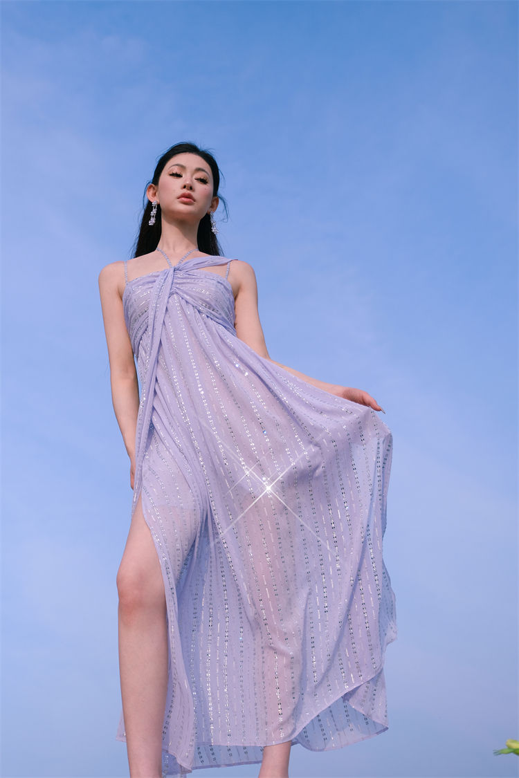 Rhinestone Super Fairy Slimming Halter Dress - Image 7