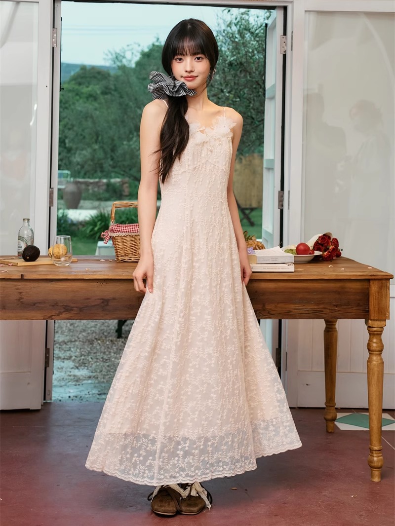 Designer Heavy Neckline Halter Dress
