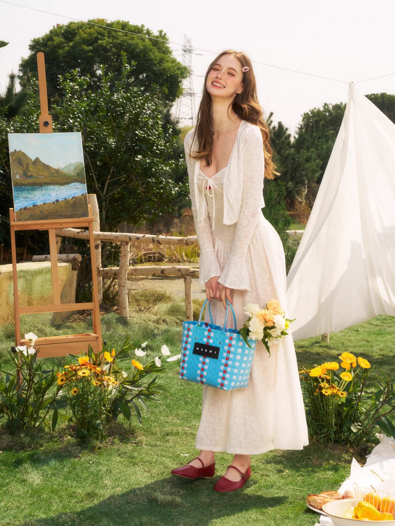 White Moonlight Flared Sleeve Poncho White Moonlight Cherry Dresses - Image 4