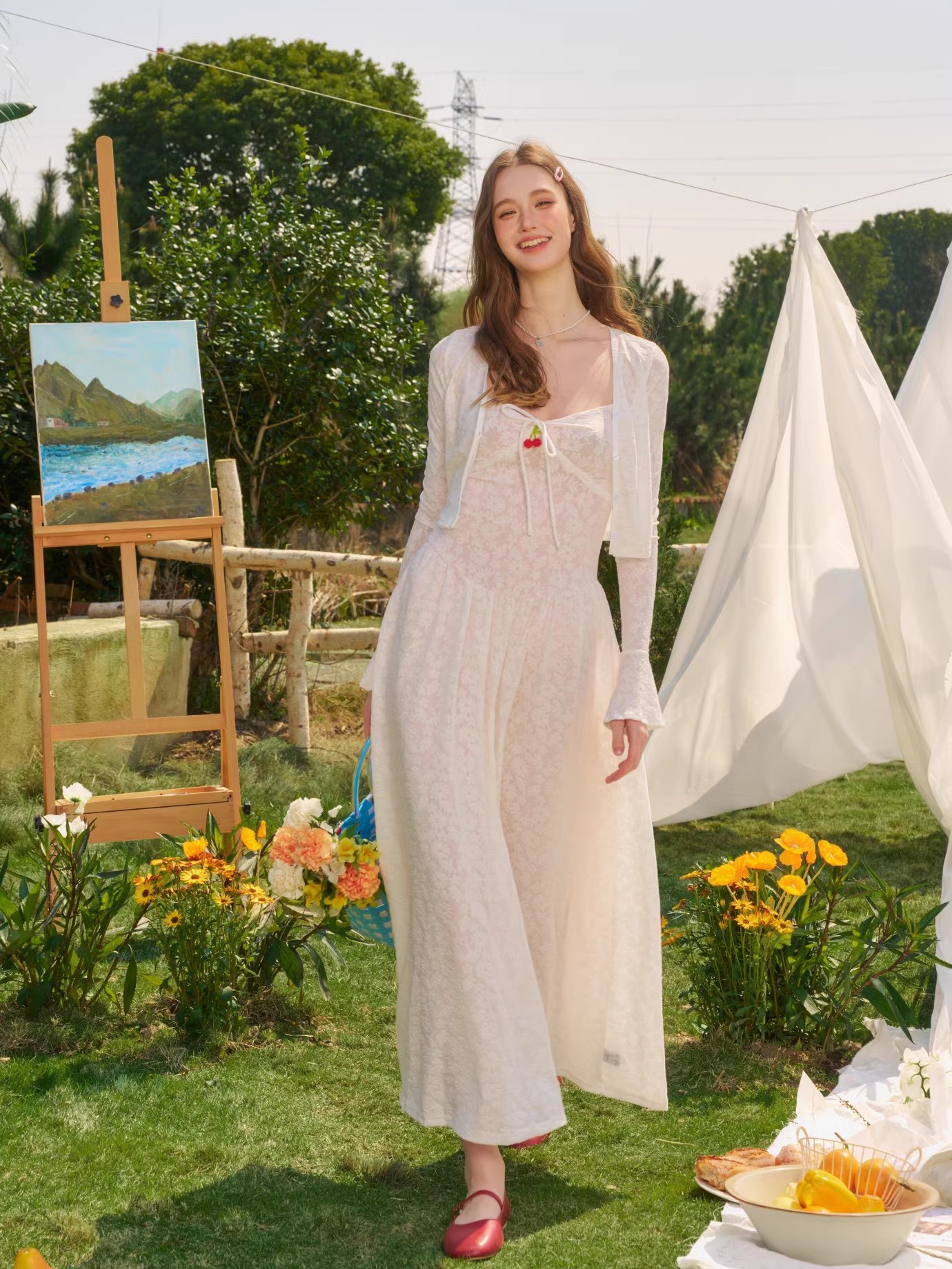 White Moonlight Flared Sleeve Poncho White Moonlight Cherry Dresses - Image 5
