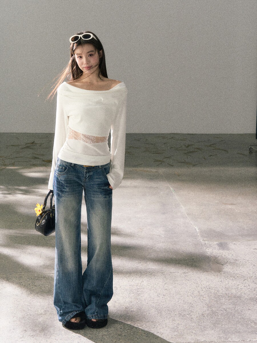 Retro Low-rise Slightly Flared Slimming Jeans - Image 5