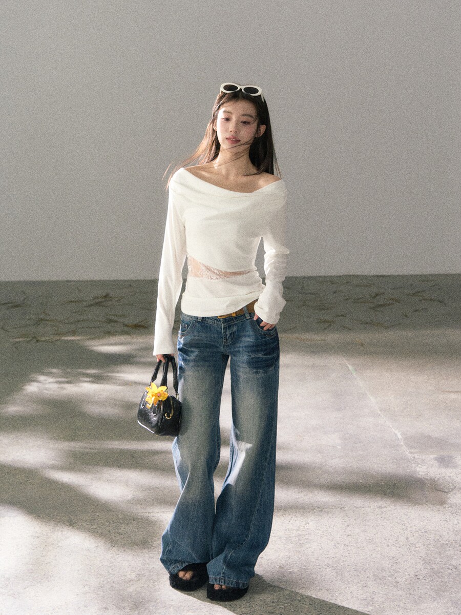 Retro Low-rise Slightly Flared Slimming Jeans - Image 6